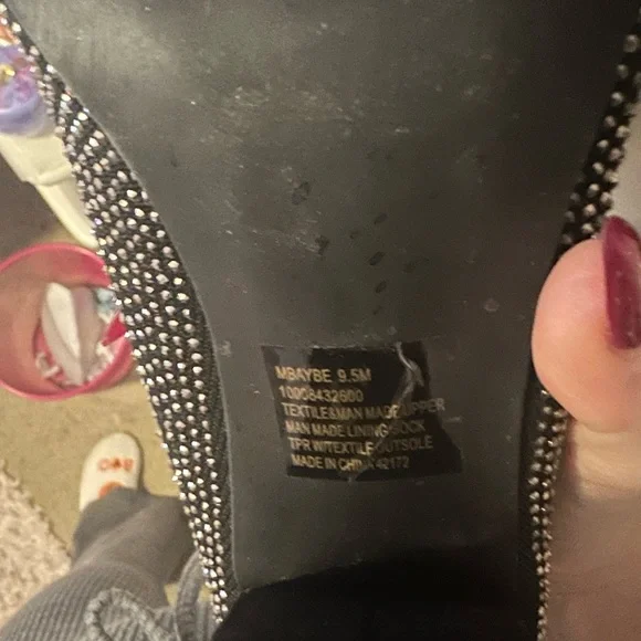 Black rhinestone sock bootie boots - Picture 6 of 7